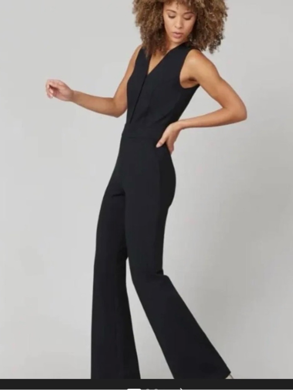 SPANX Black Sleeveless V-Neck Wide-Leg Jumpsuit